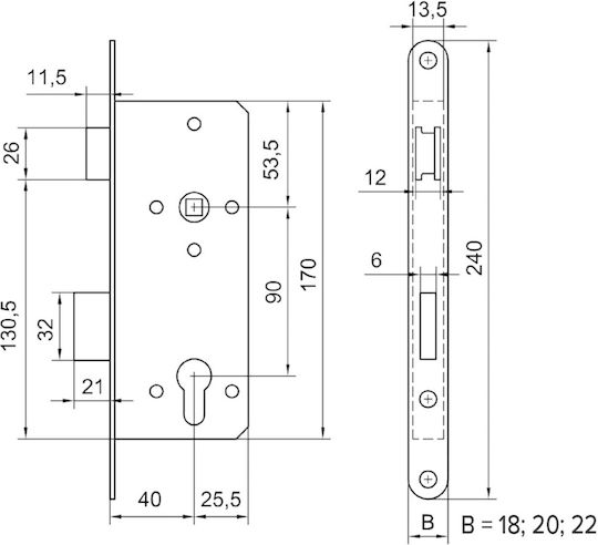 Package Y 90 Lock+handle+cylinder Brown 35-501 Ext 5706