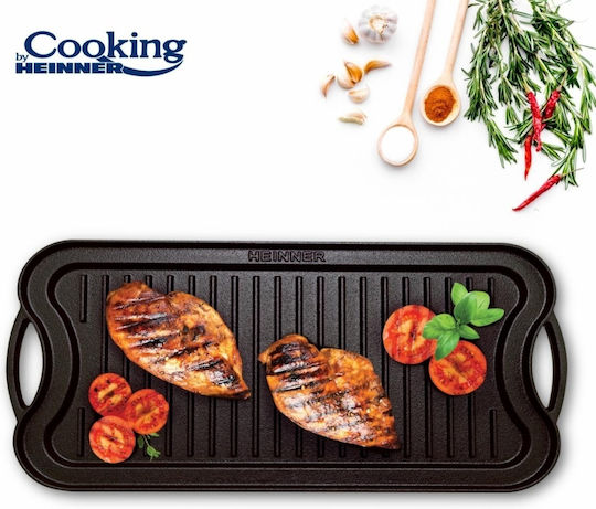 Grill Pan Griddle Made Pure Cast Iron 51x26x2.5cm Heinner Dcn65357