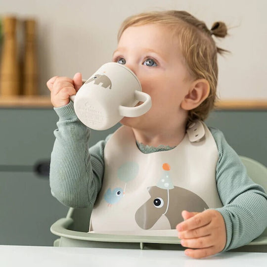 Done by Deer Waterproof Silicone Baby Bib with Pocket Beige