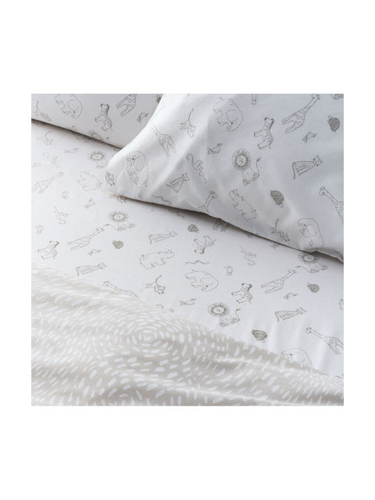 Kentia Kids Duvet Cover Set Single with Pillowcase Cotton White-greige 165x245cm