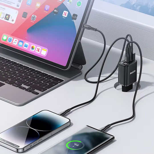 Yesido Încărcător cu Cablu USB-C Integrat 30W Power Delivery Negru