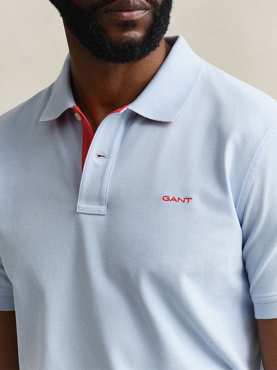 Contrast Pique Polo Μπλούζα Κοντομάνικη Lightblue