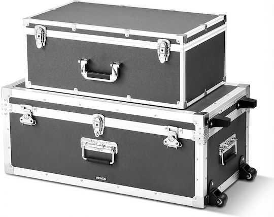 Vevor Metal Storage Box with Wheels and Lid Grey 2 Pieces