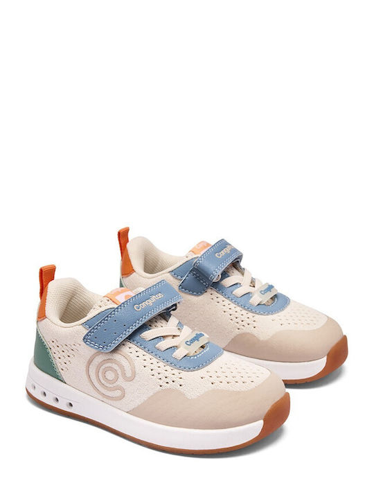 Kinder Sneaker Barfuß mit Bügel- und Schleifenverschluss und Lichtern Beiges