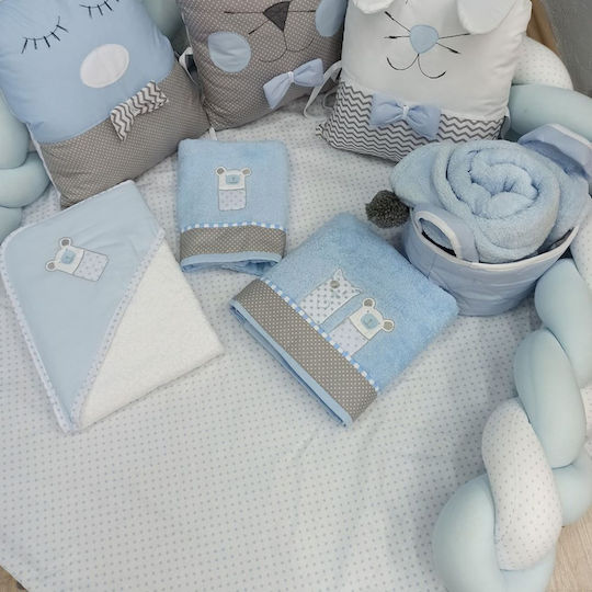 Baby Star Sugar Family Crib Bumper Standard Inside Silk Light Blue 40x200cm 7122S