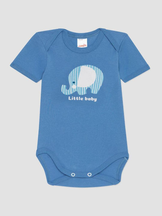Minerva Giraffe Baby-Body Hellblau 2Stücke