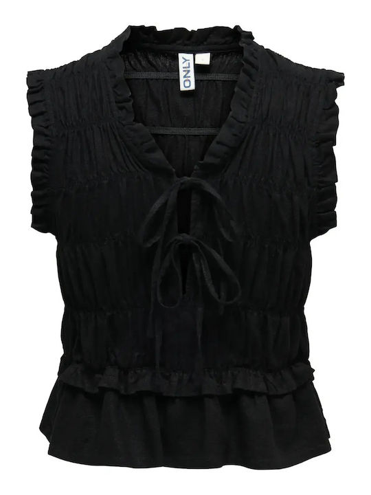 Women's Summer Linen Blouse Black