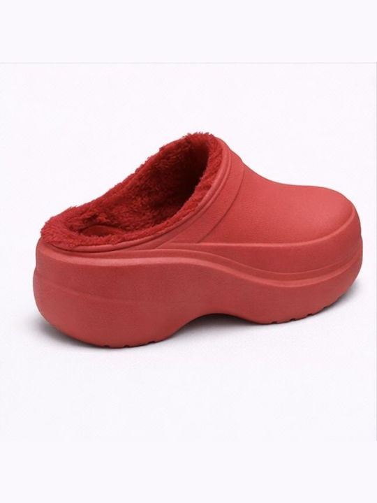 Mitsuko Women's Clogs with Fur Red