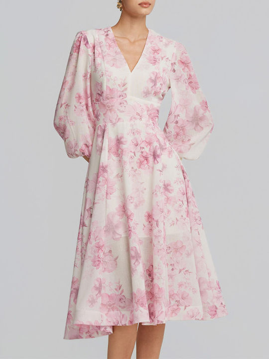 Summer Midi Dress for Wedding - Christening Pink