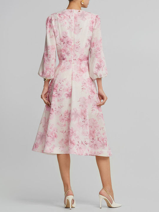 Summer Midi Dress for Wedding - Christening Pink