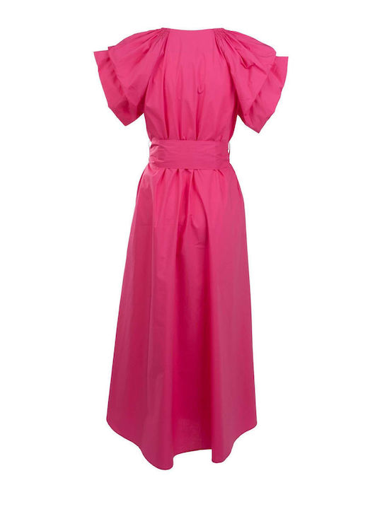 Summer Maxi Dress Short Sleeve Pink