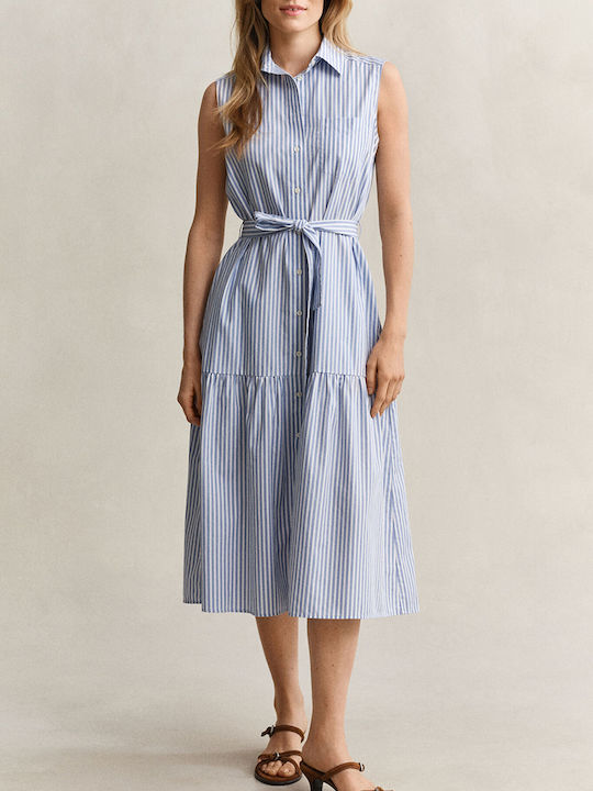 Καλοκαιρινό Midi Σεμιζιέ Φόρεμα Lightblue