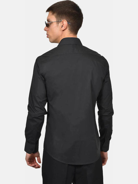 Long Sleeve Cotton Shirt in Regular Fit Black