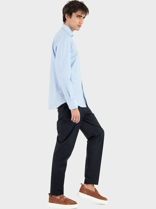 Regular-Fit Long Sleeve Cotton Shirt Light Blue