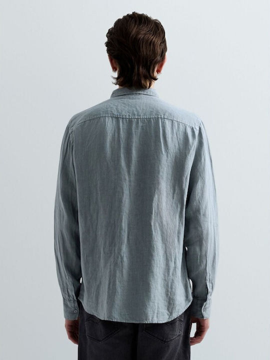 Replay Λινό Πουκάμισο Pewter Blue