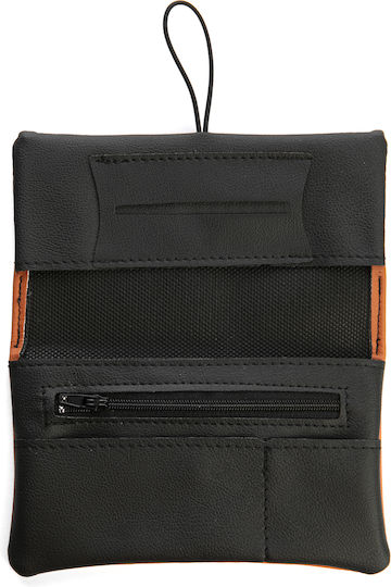 Rollit Tobacco Pouch Black Artificial Leather Handmade with Button 18x9.5cm