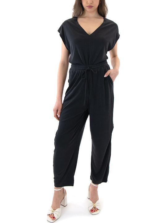 Zoya Women's High Rise Ribbed Trousers with Rubber Band in Loose Fit Black Zoya Women's High Rise Ribbed Trousers with Rubber Band in Loose Fit Black