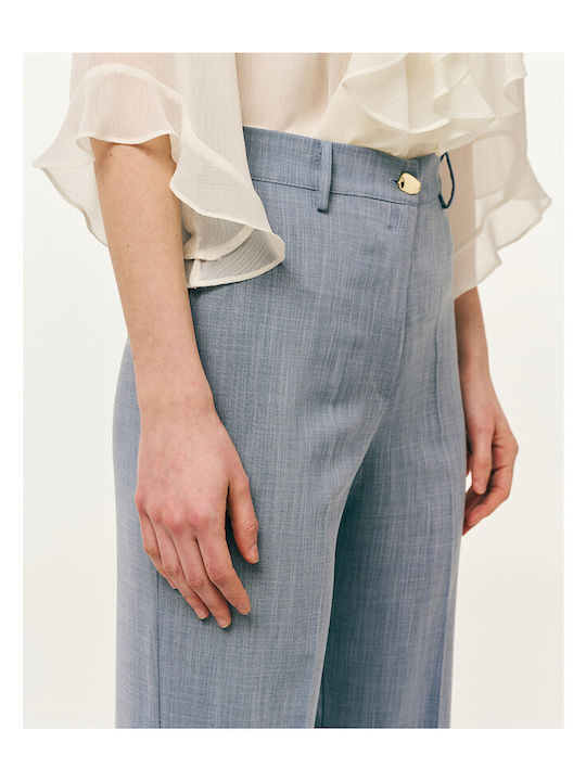 Women's Fabric Trousers in Straight Leg Indigo