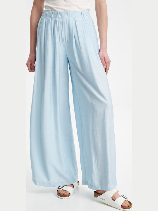 Eleh Women's High Waist Fabric Pantaloons with Rubber Band Light Blue