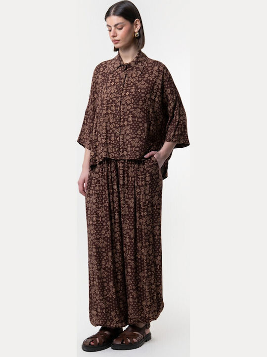 Μακρυμάνικο Γυναικείο Πουκάμισο Brown