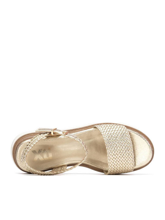 Goldene Flache Sandalen für Damen