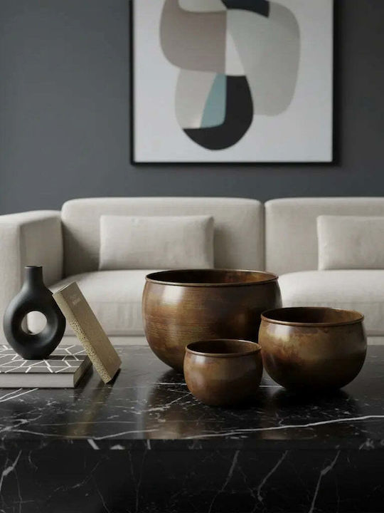 Phos & Gaia Decorative Metal Brown Bowl 3 Pieces