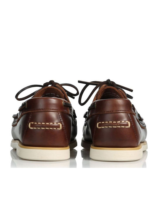 Leather Men's Boat Shoes in Tabac Brown Colour