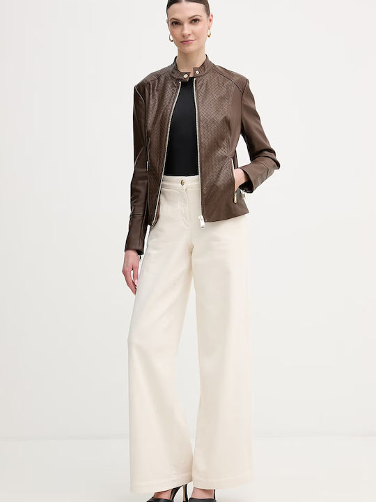 Damen Biker Jacke Braun