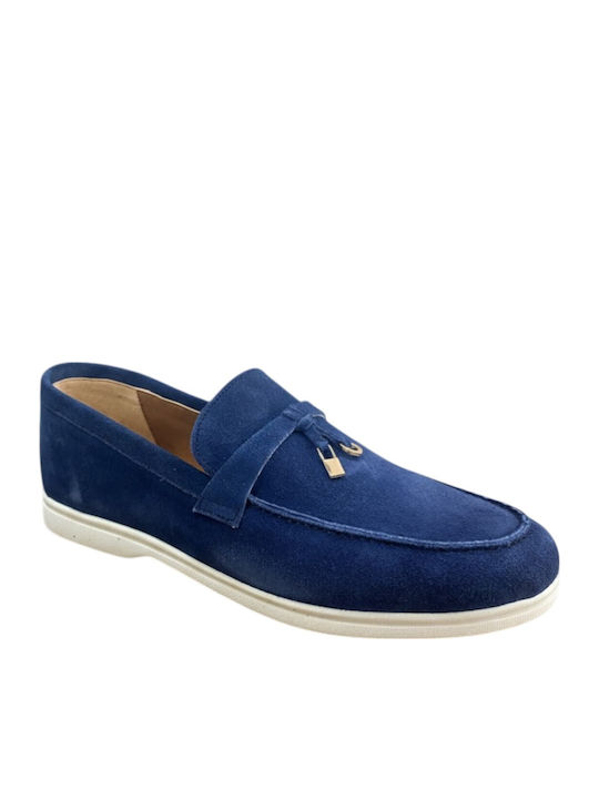 Leather Women's Moccasins in Blue Colour