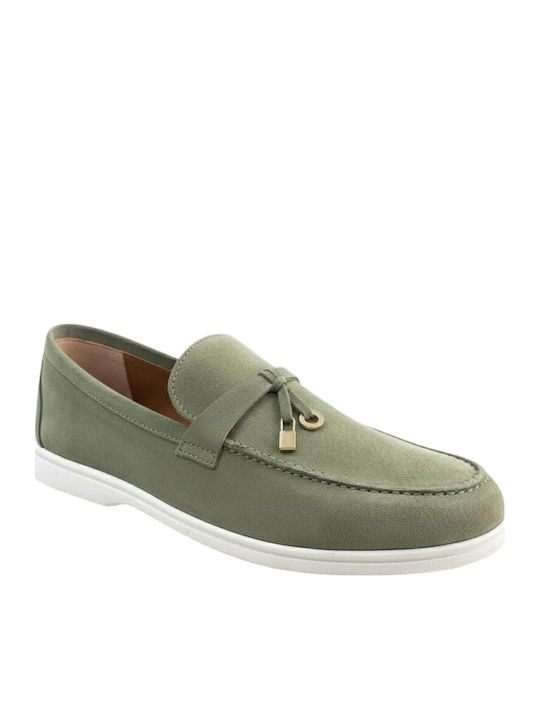 Leather Women's Moccasins in Green Colour