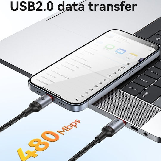 Cablu Date USB-C La USB-C 240W 480Mbps Nylon Negru Yesido