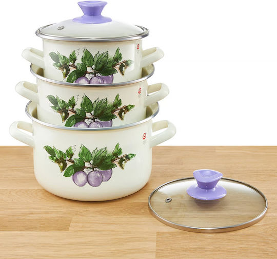 Emalia Olkusz Plum Set de Oale cu Acoperire Emailată 6 Piese