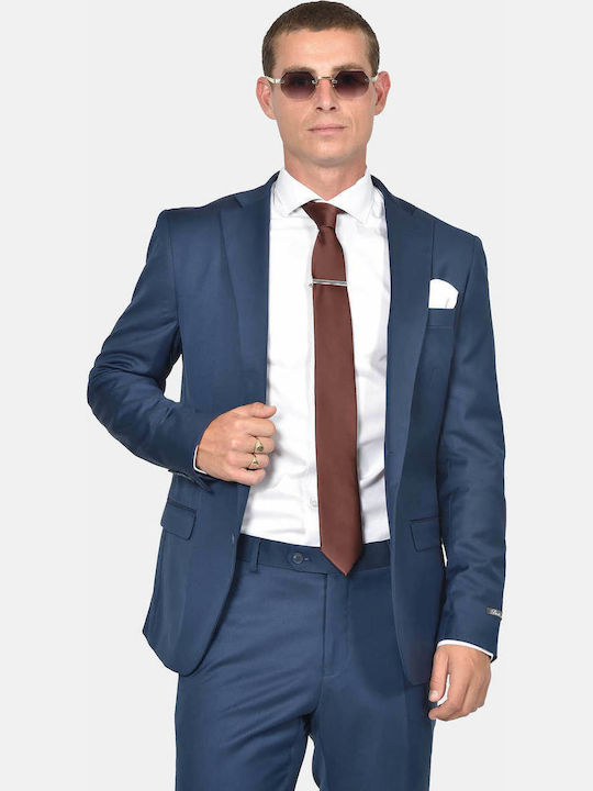 Winter Men's Suit with Slim Fit Blue