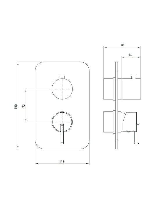 Deante Built-in Mixer & Mouthpiece Set for Shower Silver