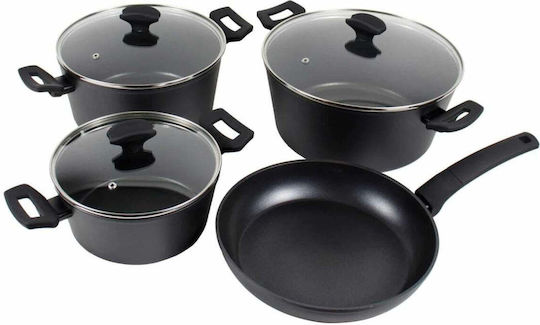 Set Vase de Gătit din Aluminiu cu Strat Antiaderent 4 Piese