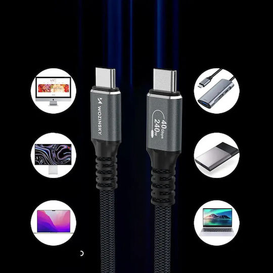 Wozinsky Video Cable USB-C Male - Thunderbolt 4 240W PD Black 1m WPS-UY41S