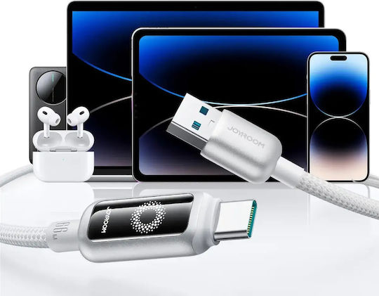 Joyroom S-A55 StarFlight USB 2.0 Cable USB-C male - USB-A 66W Λευκό 1.2m
