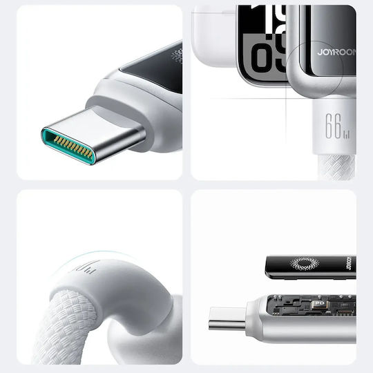 Joyroom S-A55 StarFlight USB 2.0 Cable USB-C male - USB-A 66W Λευκό 1.2m