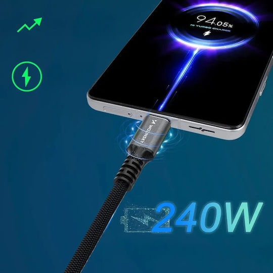 Wozinsky Video Cable USB-C male - Thunderbolt 4 240W PD Μαύρο 2m WPS-UY42S