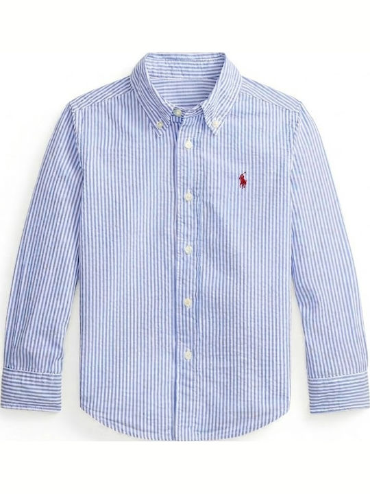Kids Striped Long-Sleeved Light Blue Shirt