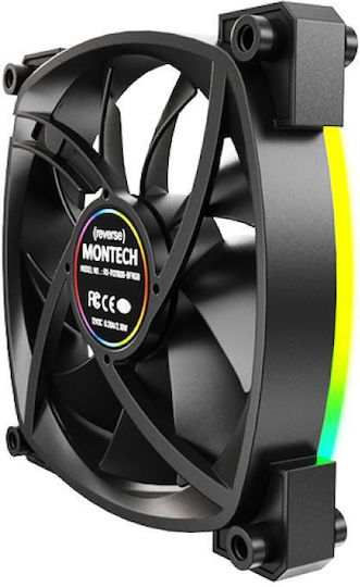 Montech Reverse Blade Case Fans 76.2mm (59cfm) with ARGB Lighting and 4-Pin PWM / 3-Pin Connection 3pcs