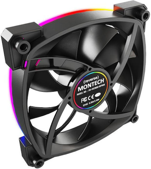 Montech Reverse Blade Case Fans 76.2mm (59cfm) with ARGB Lighting and 4-Pin PWM / 3-Pin Connection 3pcs