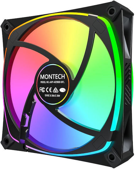 Montech AX120 PRO Case Fan (1600rpm / 72.3cfm) με RGB Φωτισμό και Σύνδεση 3-Pin / 4-Pin PWM 3τμχ