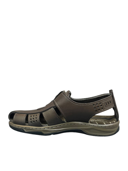 Leather Men's Sandals In Brown Colour AN-03270-2-6