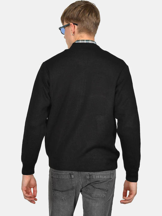 Herren Gestrickte Fleecejacke Schwarz