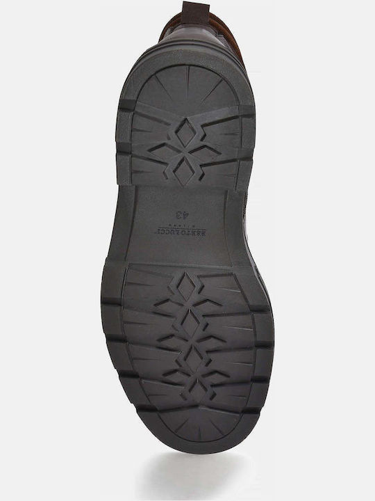 Leather Brown Men's Boots with Zipper