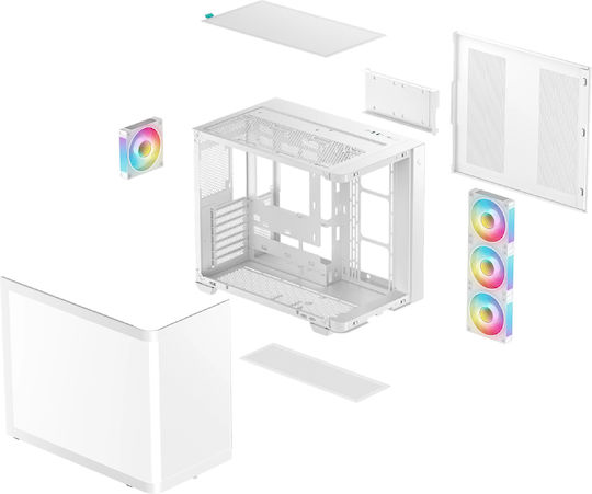 Deepcool CG530U 4F Gaming Midi Tower Кутия За Компютър Със Страничен Прозорец И ARGB Осветление Бяла