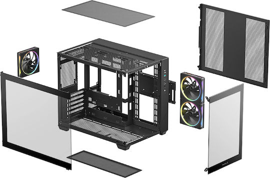 Deepcool CG330 3F Gaming Mini Tower Κουτί Υπολογιστή με Πλαϊνό Παράθυρο και ARGB Φωτισμό Μαύρο