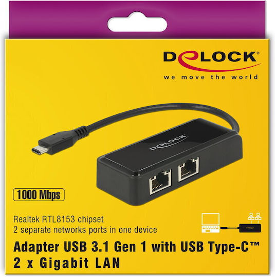 DeLock 63927 USB-C Network Adapter with Wired Ethernet Connection