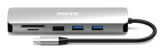 Port Designs USB-C Докинг Станция Сив